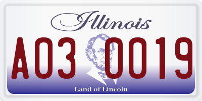 IL license plate A030019