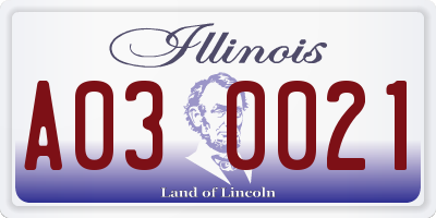 IL license plate A030021