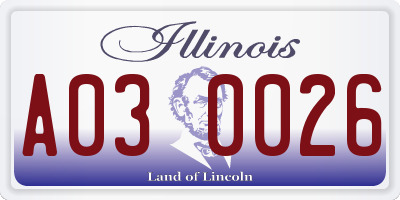 IL license plate A030026