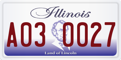 IL license plate A030027