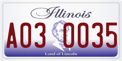 IL license plate A030035