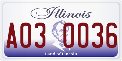 IL license plate A030036