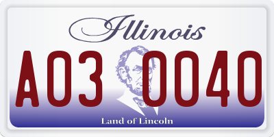 IL license plate A030040