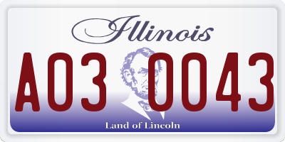IL license plate A030043