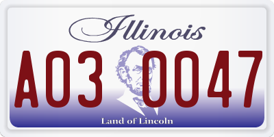 IL license plate A030047