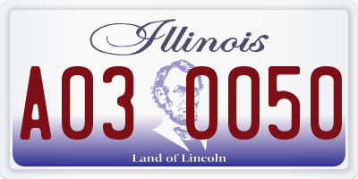 IL license plate A030050