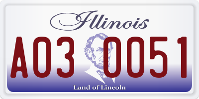 IL license plate A030051
