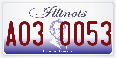 IL license plate A030053