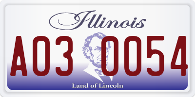IL license plate A030054