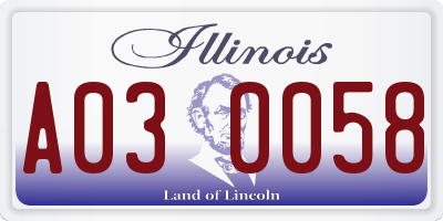 IL license plate A030058