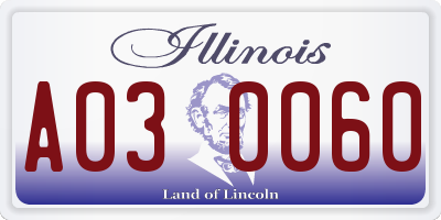 IL license plate A030060
