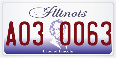 IL license plate A030063
