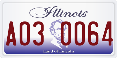 IL license plate A030064