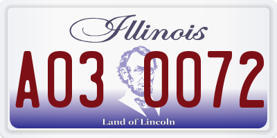 IL license plate A030072
