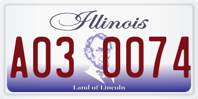 IL license plate A030074