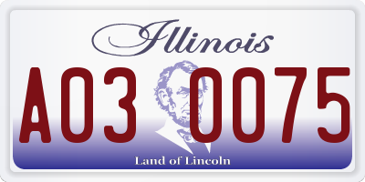 IL license plate A030075