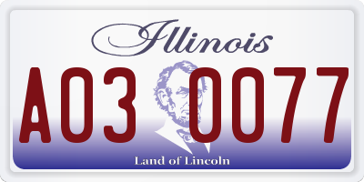IL license plate A030077