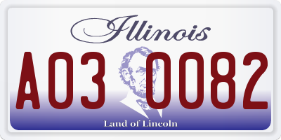 IL license plate A030082