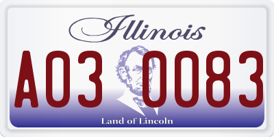 IL license plate A030083