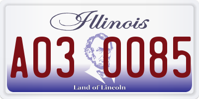 IL license plate A030085