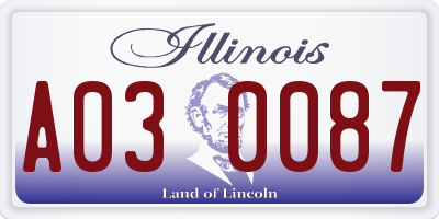 IL license plate A030087