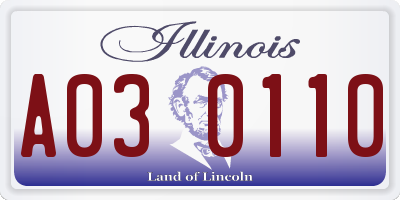 IL license plate A030110