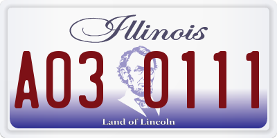 IL license plate A030111