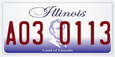 IL license plate A030113