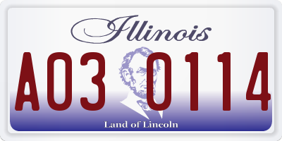 IL license plate A030114