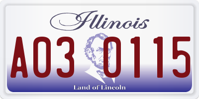 IL license plate A030115