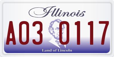 IL license plate A030117