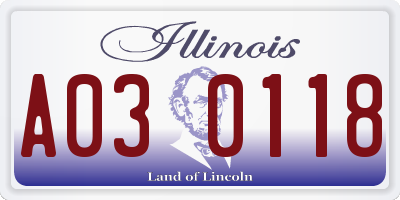 IL license plate A030118