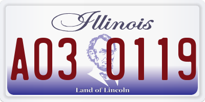 IL license plate A030119