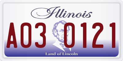 IL license plate A030121