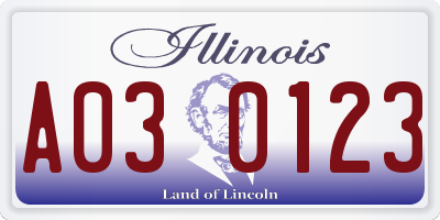 IL license plate A030123
