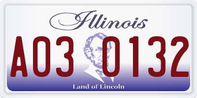 IL license plate A030132