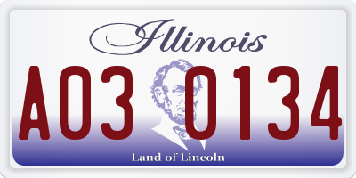 IL license plate A030134