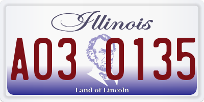IL license plate A030135
