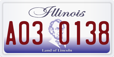 IL license plate A030138