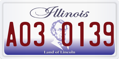 IL license plate A030139