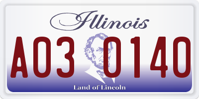 IL license plate A030140