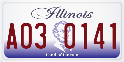 IL license plate A030141