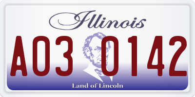 IL license plate A030142