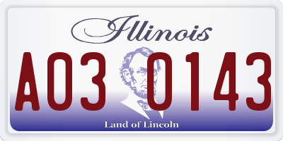 IL license plate A030143