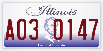 IL license plate A030147