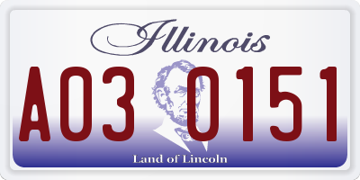 IL license plate A030151