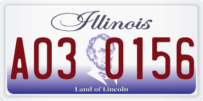 IL license plate A030156