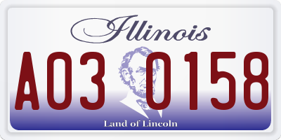 IL license plate A030158