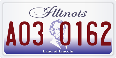 IL license plate A030162