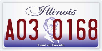 IL license plate A030168